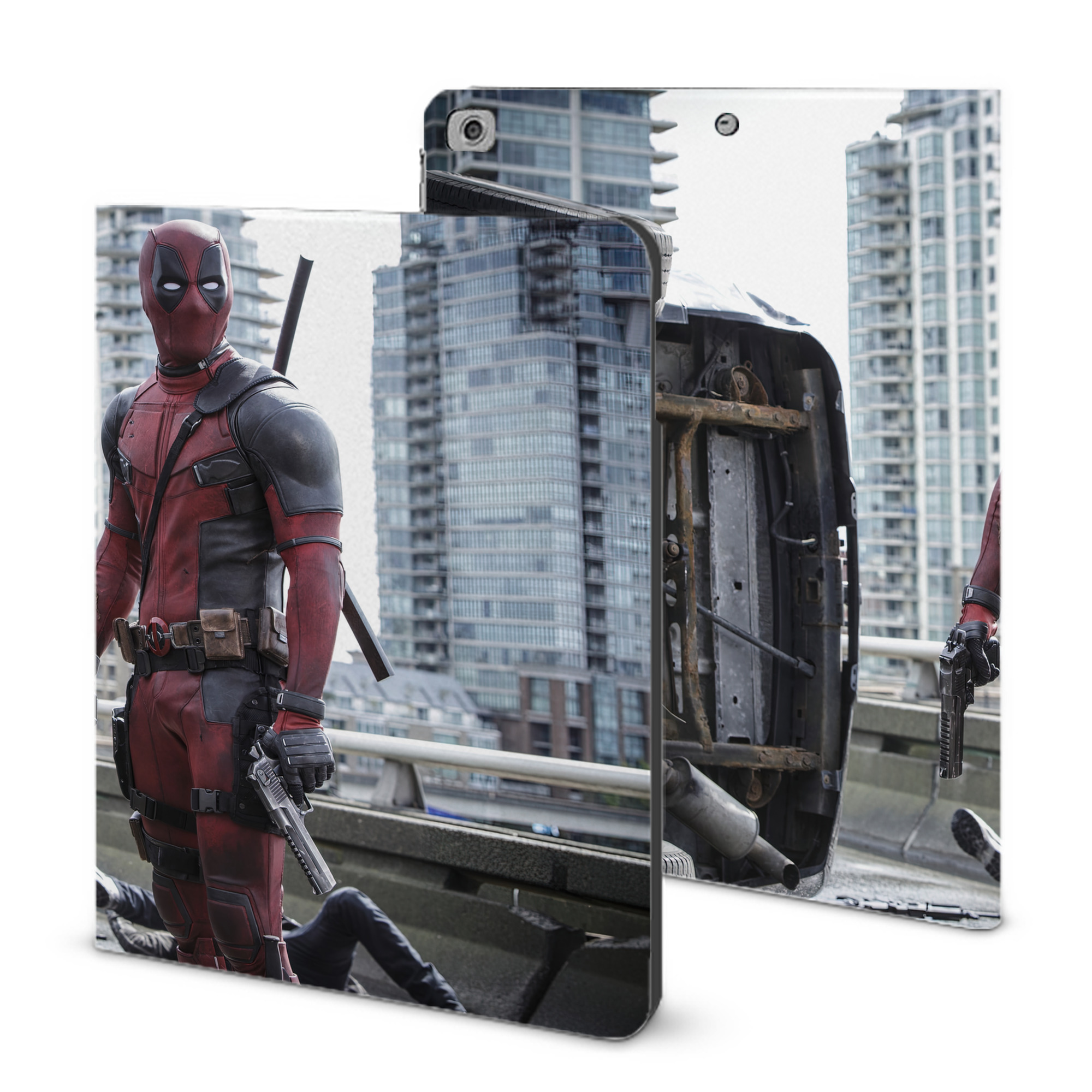（画像用） Deadpool デッドプール IPad ケース ブック型 PUレザー TPU 耐衝撃 軽量 薄型 ペン収納なし 全面保護 IPad 各モデル対応